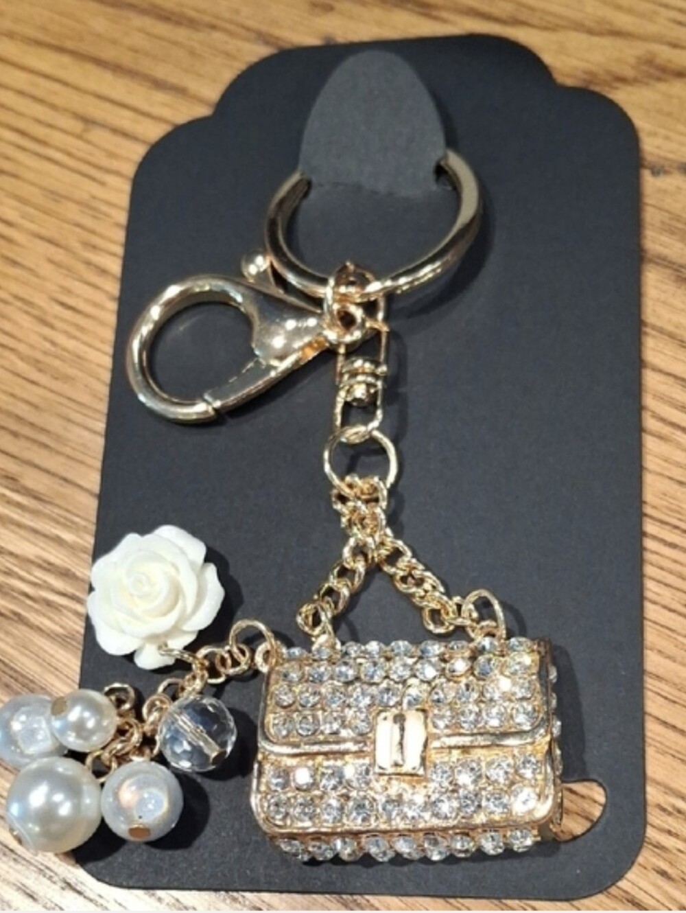 Gold & White Purse Charm/Keychain